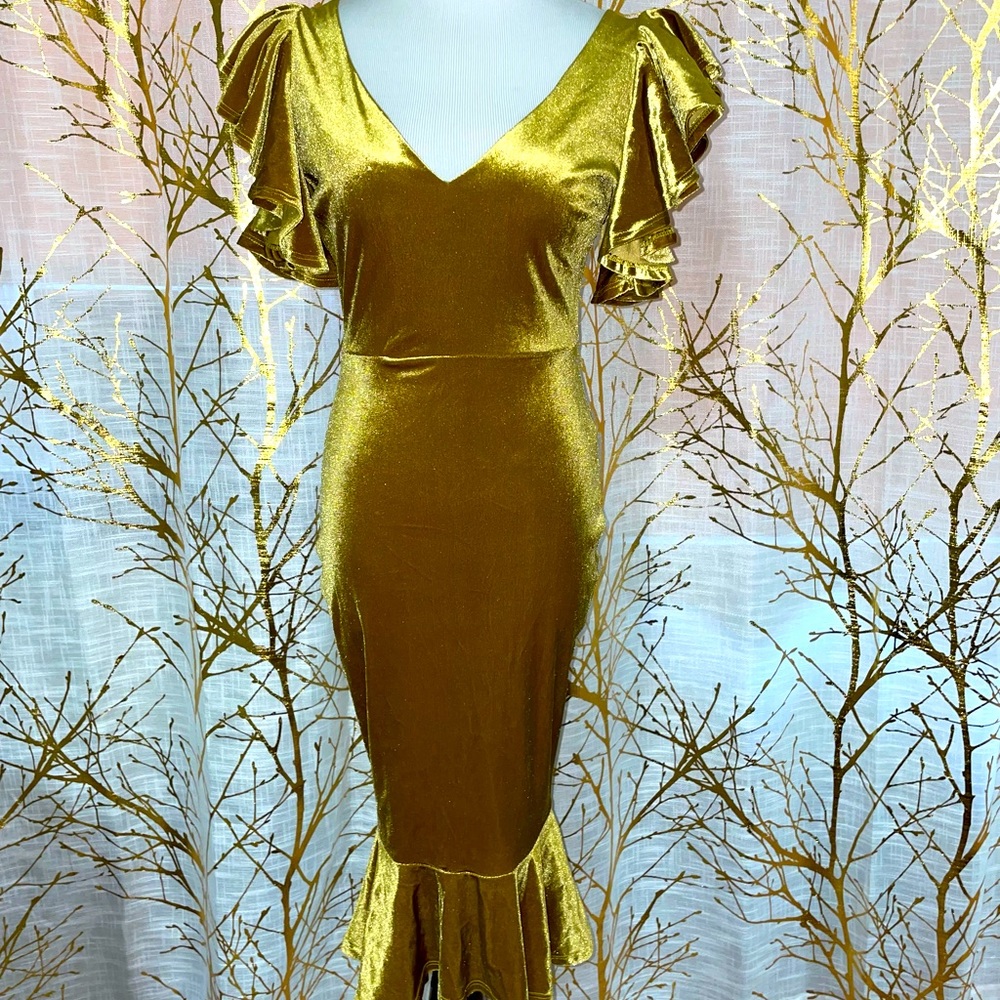 Golden Velvet Dress